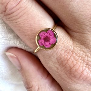 Small Gold Ring With Pink Flower