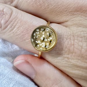 Gold Ring With Small White Flowers